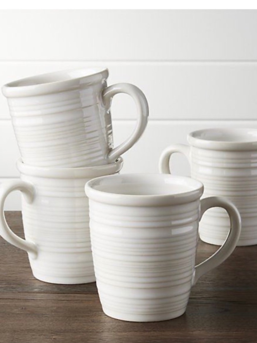 Crate & Barrel Farmhouse mugs, 16 oz, white
